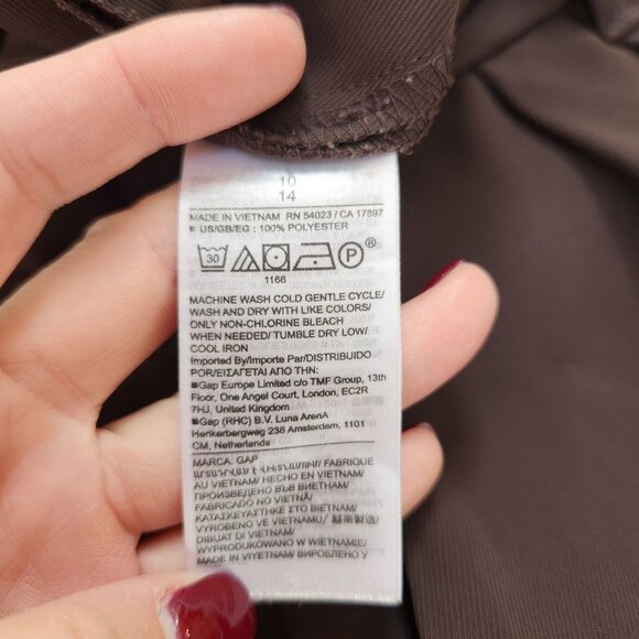 Gap 360 High Rise Trousers Chocolate Brown Wide Leg Career Women's 10 - Picture 8 of 9